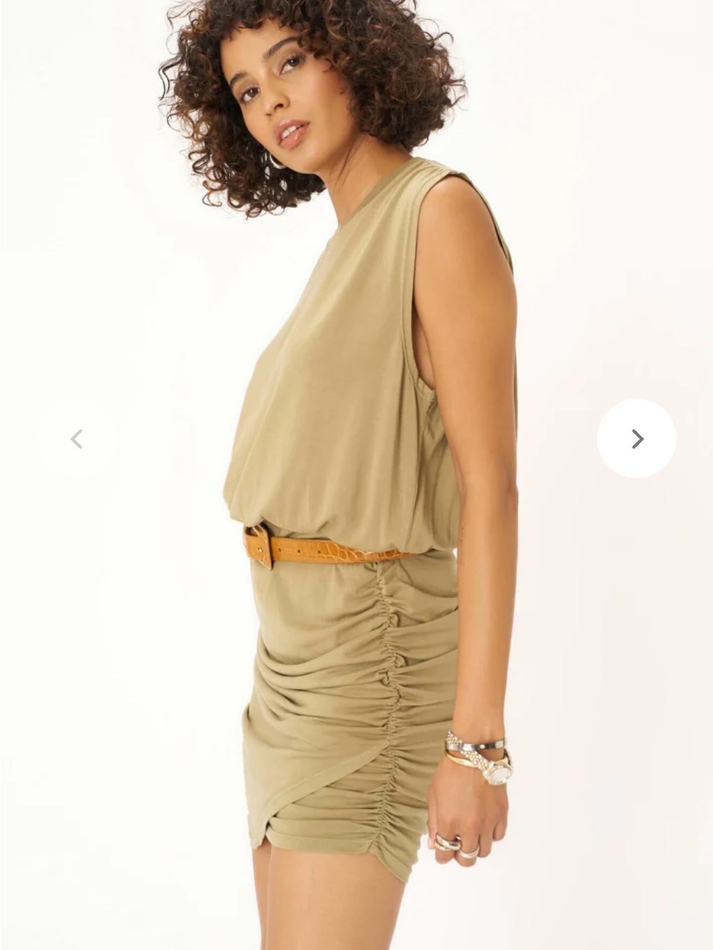 Project Social T Last Call Ruched Side Dress- color is brick not olive